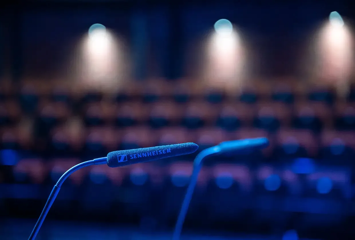 Sennheiser Spectera rack units, close-up on set